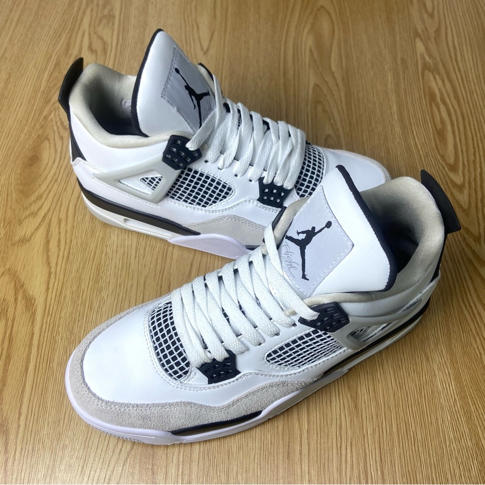 Jordan 4 Military Black -Men’s Retro White/Black Sneakers Shoes